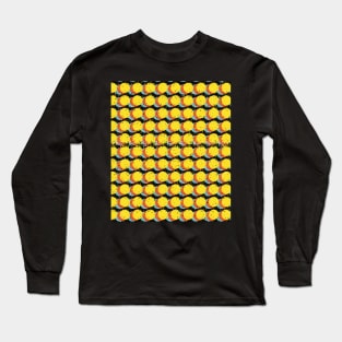 Yellow Trippy Glitched Retro Dot Pattern Long Sleeve T-Shirt